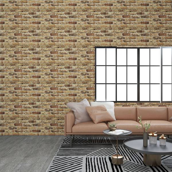Wandpaneel 332926 (10er Set) Beige - Kunststoff - 50 x 1 x 100 cm