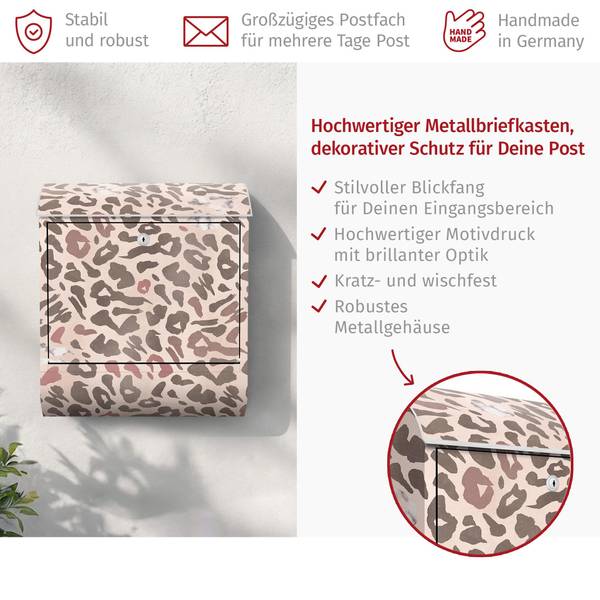 Briefkasten Der Leopard im Boudoir Pink - Stahl - 39 x 46 x 13 cm
