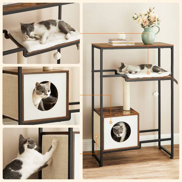Katzenbaum Mbabane Braun - Holzwerkstoff - 34 x 114 x 74 cm
