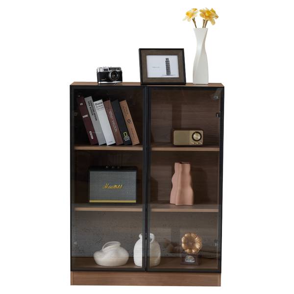 Sideboard EveGlass Ⅲ Braun - Holzwerkstoff - Glas - 80 x 106 x 32 cm