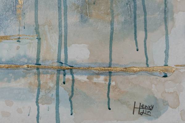 Tableau peint à la main Lignes Elaris Doré - Coton - 60 x 90 x 4 cm