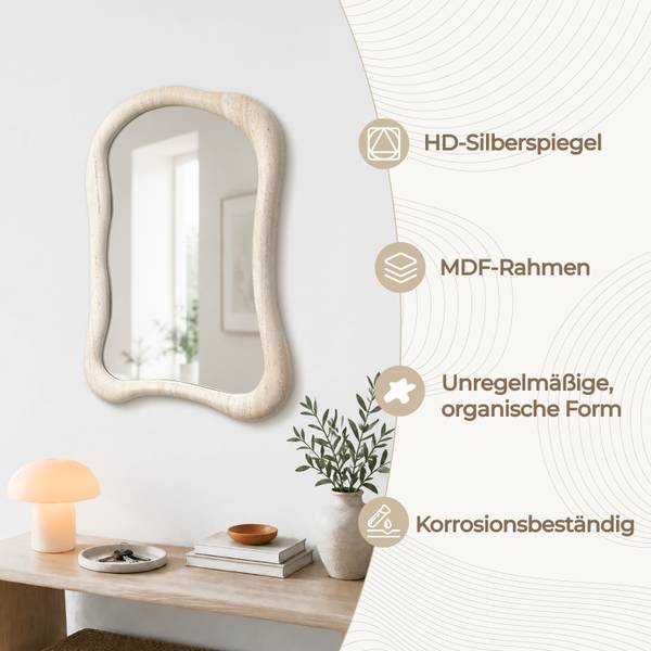 Wandspiegel HTA0399 Beige - Holzwerkstoff - Glas - 50 x 4 x 71 cm