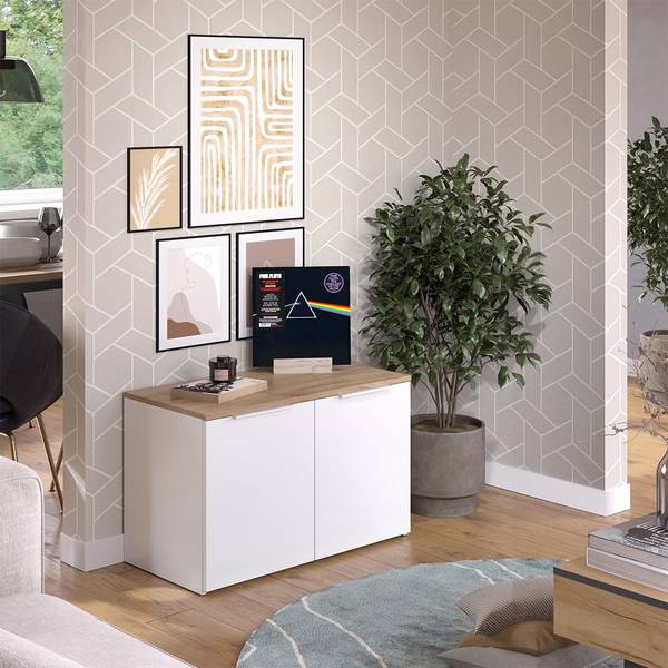 Kommode Wido 51708 Reinweiß - Eiche Sonoma Dekor - Weiß