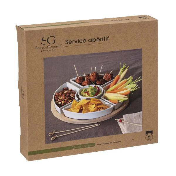 Snack Set mit Tablett 188895 Braun - Porzellan - 27 x 27 x 27 cm