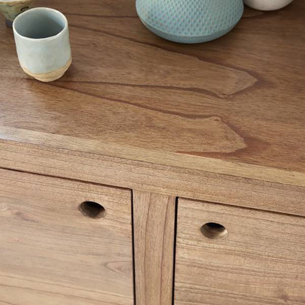 Kommode SACHA Beige - Massivholz - 120 x 84 x 45 cm