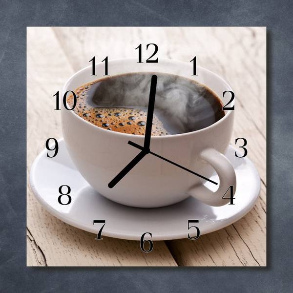 Wanduhr Kaffee  braun Braun - Glas - 30 x 30 x 1 cm