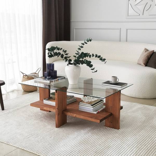 Salontafel Babylon beige - glas - 60 x 40 x 105 cm