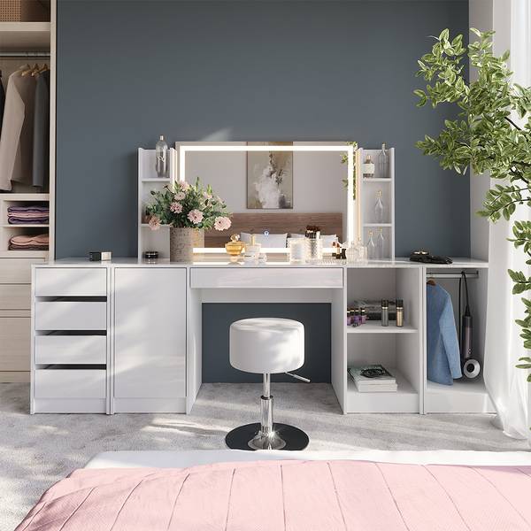 Schminktisch Sherry 57655 Weiß - Holzwerkstoff - 159 x 76 x 51 cm