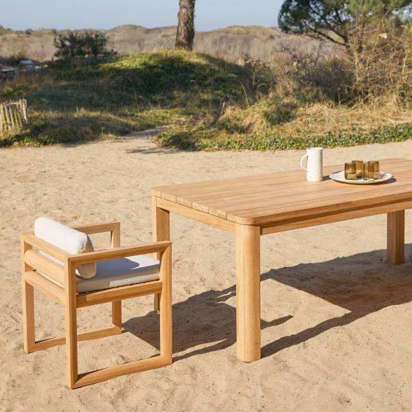 Gartentisch Leon Beige - Teakholz - 204 x 76 x 102 cm