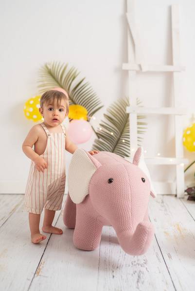Schaukeltier Elefant Pink - Baumwollstoff - 35 x 48 x 90 cm