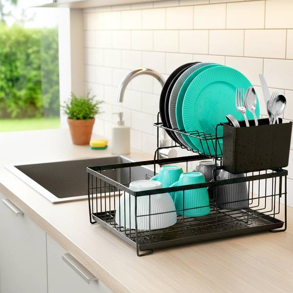 Abtropfgestell 229223 Schwarz - Metall - 28 x 28 x 42 cm