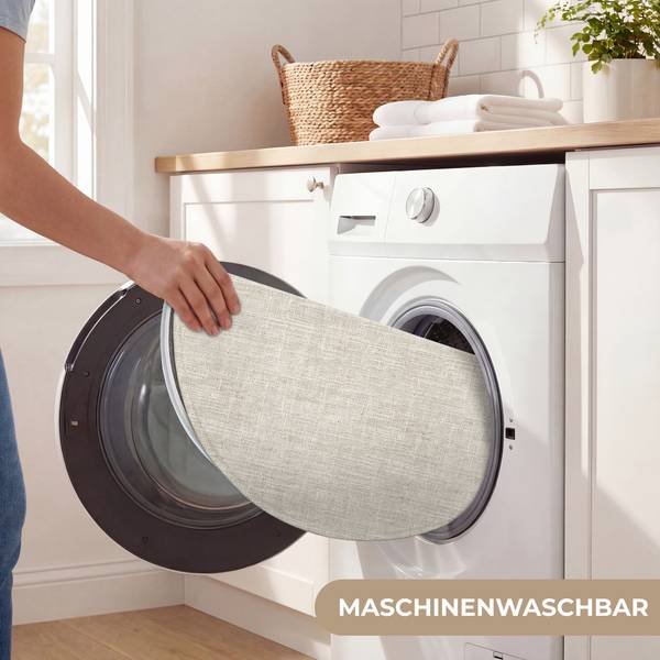 BADEMATTE Leinen Beige - Microfaser - 70 x 70 x 1 cm