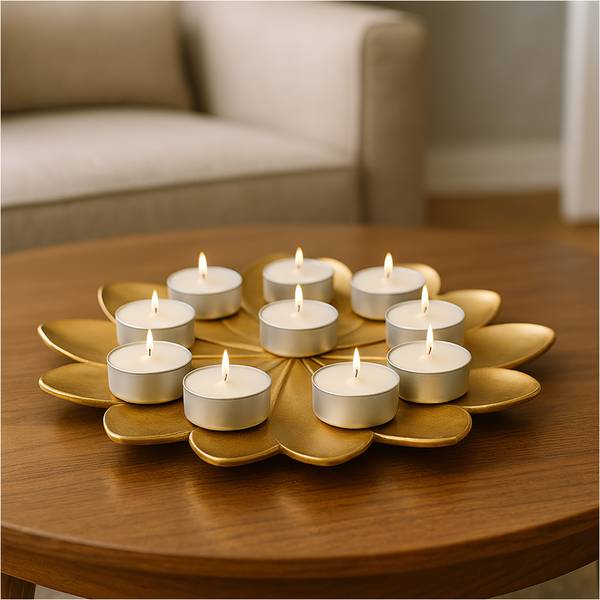 Teelichter Moss Amber Beige - Metall - 4 x 2 x 4 cm