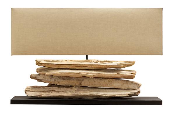 Tischlampe RIVERINE Beige - Braun - Leinen - Eisen - 80 x 51 x 20 cm