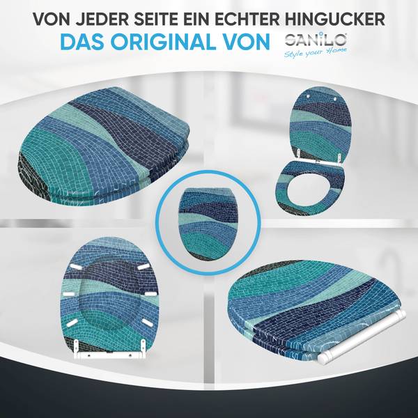 WC-Sitz Marin Blau - Holzwerkstoff - 38 x 6 x 48 cm