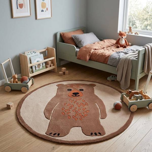 Kurzflorteppich Bär Polarlichter Pracht Braun