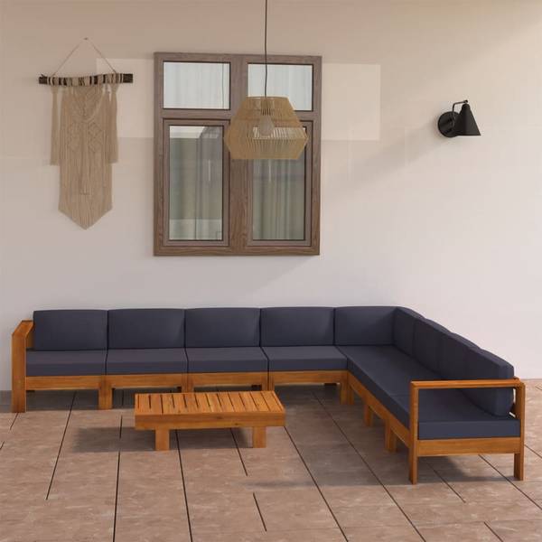 Salon de jardin 3006534-15 (lot de 9) Gris - Polyester - Acacia - 60 x 25 x 100 cm