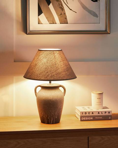 Tischlampen AGEFET Beige - Grau - Keramik - 35 x 49 x 35 cm