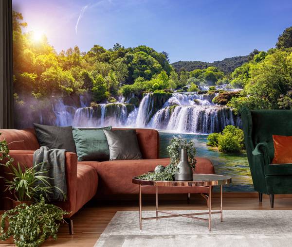 Vlies Fototapete Wasserfall Landschaft 368 x 254 cm
