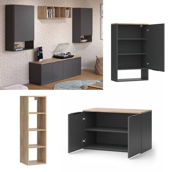 Wohnwand Wido 49801 Anthrazit - Eiche Sonoma Dekor