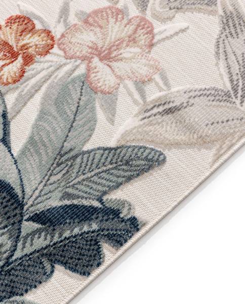 In-/Outdoorteppich Läufer Flora Weiß