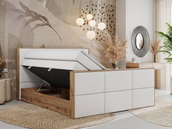 Boxspringbett ALBERO 2 KING DUO Weiß - Breite: 168 cm - H3