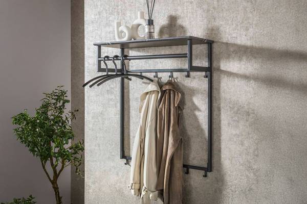 Garderobe SESTA Grau - Kunststoff - 80 x 90 x 30 cm