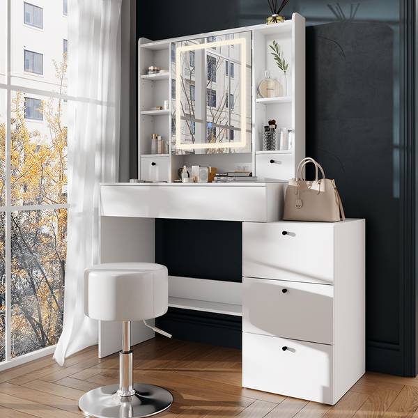 Kaptafel Livora 53023 wit - plaatmateriaal op houtbasis - 106 x 147 x 40 cm