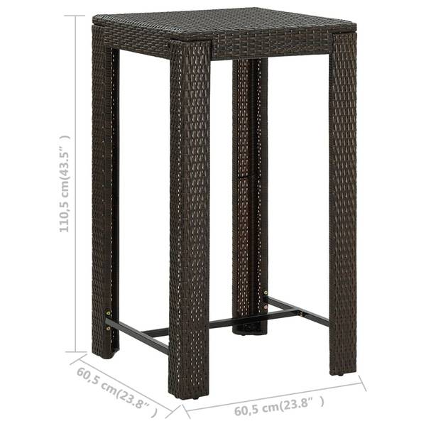 Bar de jardin 3064804 (lot de 3) Marron - Acier - Polyéthylène - 61 x 111 x 61 cm