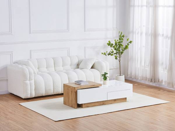 Couchtisch MANDREA Braun - Weiß - Holz teilmassiv - 178 x 38 x 60 cm