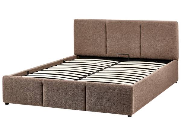 Lit double BOUSSE Beige - Gris - Fibres naturelles - 151 x 79 x 219 cm