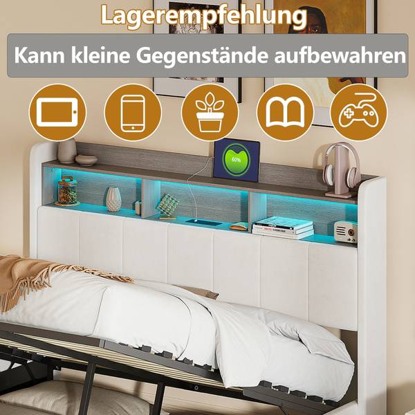 Boxspringbett Polsterbett HOAO Weiß - Metall - Massivholz - 168 x 120 x 211 cm