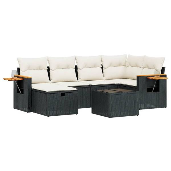 Loungeset 3036579-6 set van 7 zwart - crèmekleurig - wit