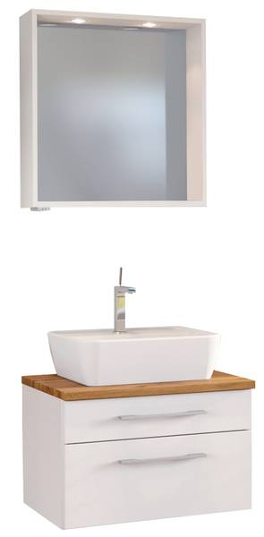 Waschtisch-Set Davos 60cm Weiß - Holzwerkstoff - 60 x 180 x 47 cm