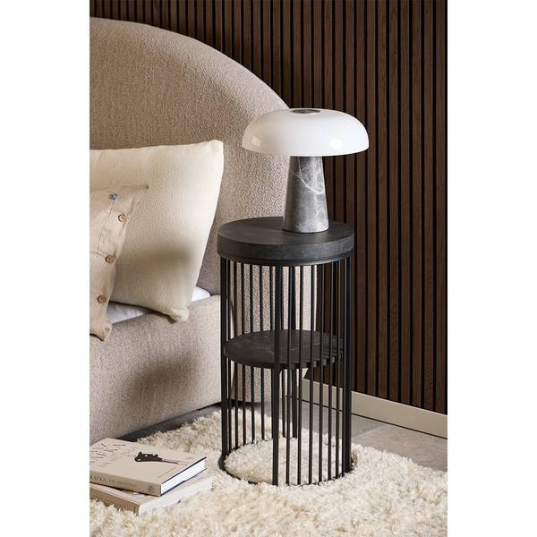 Table de chevet Strington Noir - En partie en bois massif - 35 x 65 x 35 cm