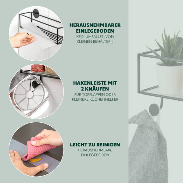 Gewürzwandablage 44044 Schwarz - Metall - 29 x 10 x 13 cm