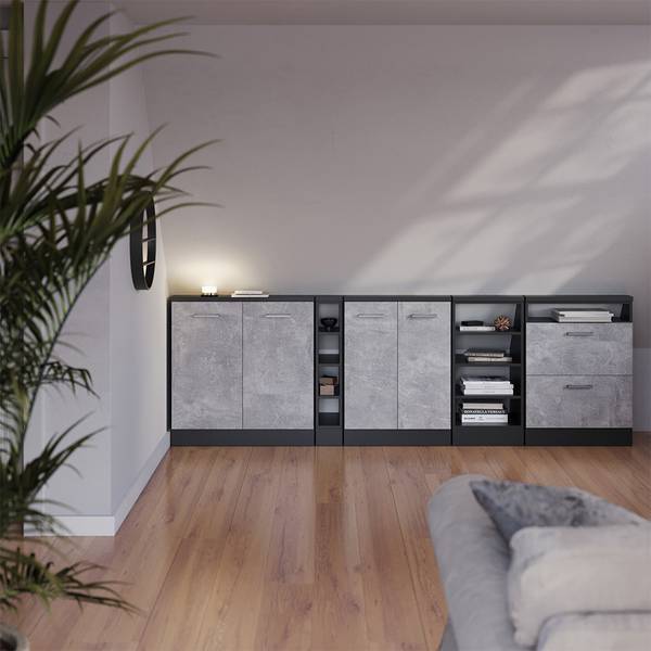 Meuble sous pente R-Line 58056 Anthracite - Imitation béton - Largeur : 80 cm