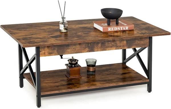 Couchtisch, Kaffeetisch mit Ablage Braun - Holzwerkstoff - 60 x 48 x 110 cm