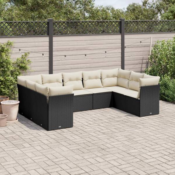 Garten-Lounge-Set 3035189-1 9-teilig Schwarz - Creme