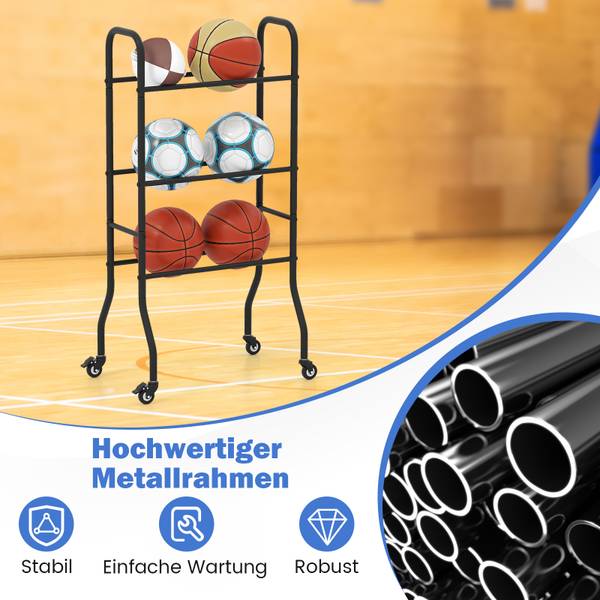 3-stufiges Ballständer 95038471 Schwarz - Metall - 52 x 110 x 37 cm