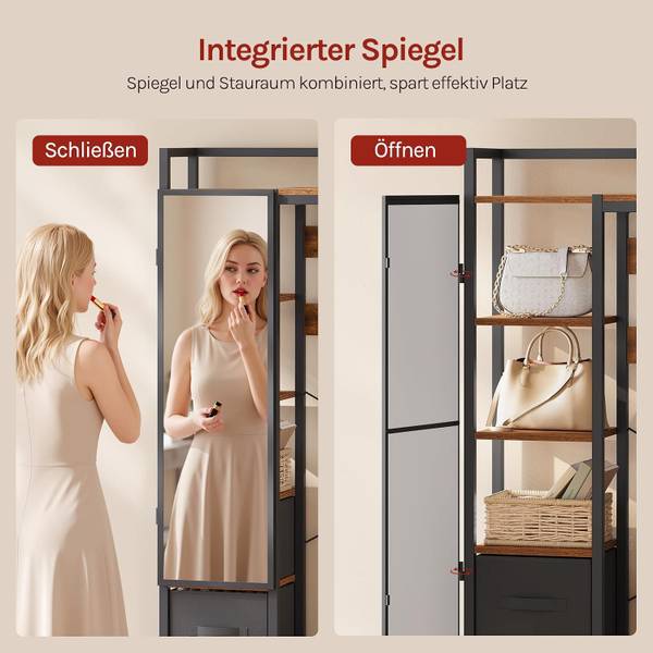 Kleiderständer HO-004 mit Schuhregal Braun - Holzwerkstoff - Metall - 100 x 180 x 30 cm