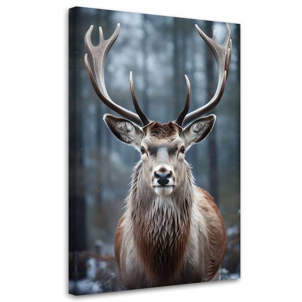 Wandbild hirsch im wald 70 x 100 cm