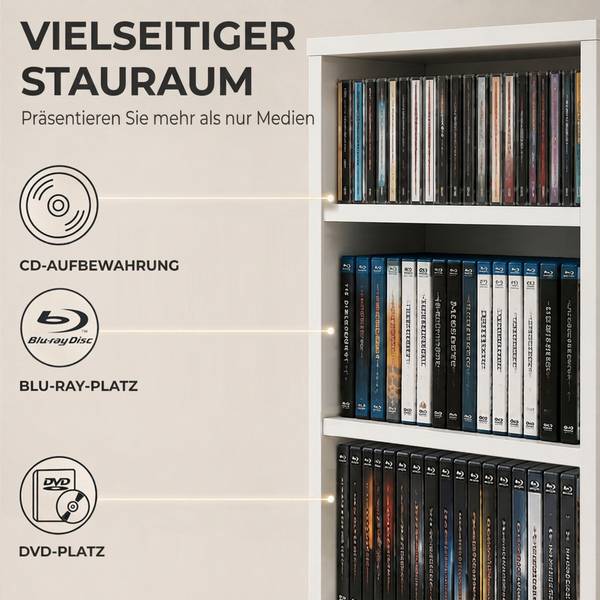 Medienschrank 836-596V90WT Weiß - Holzwerkstoff - 24 x 140 x 33 cm