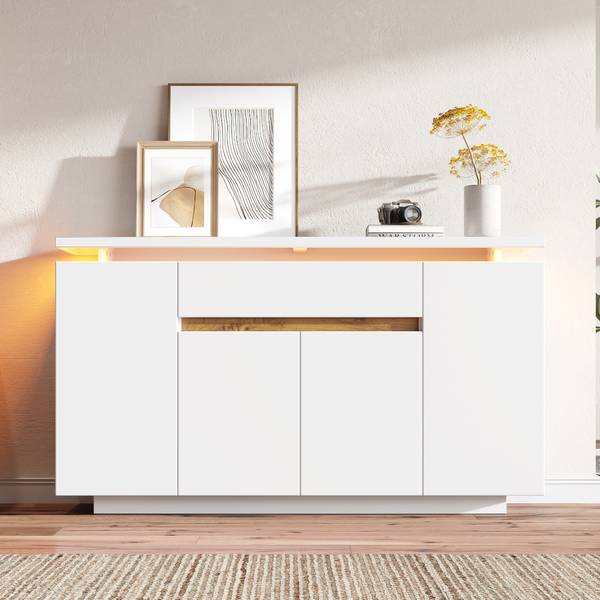 Sideboard GLOWLucy Ⅲ Weiß - Holzwerkstoff - 40 x 80 x 140 cm