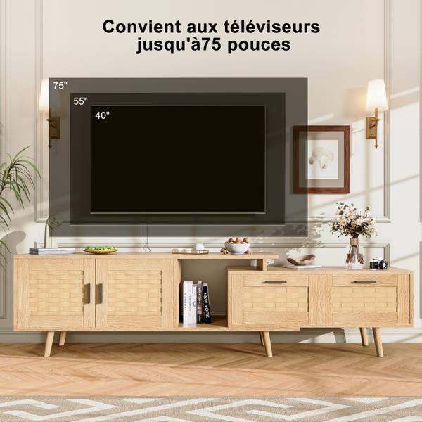 TV-Schrank Lowboard HYF01 Braun - Massivholz - 30 x 44 x 169 cm