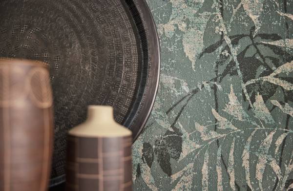 Vliestapete 4719 Floral Dschungel Design Blau - Gold - Graumetallic - Grün