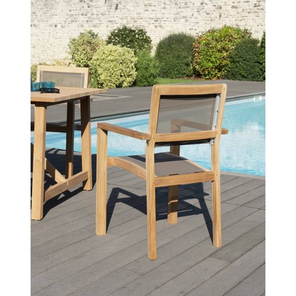 Lot de 2 fauteuils de jardin en teck Marron - Teck - 52 x 89 x 55 cm