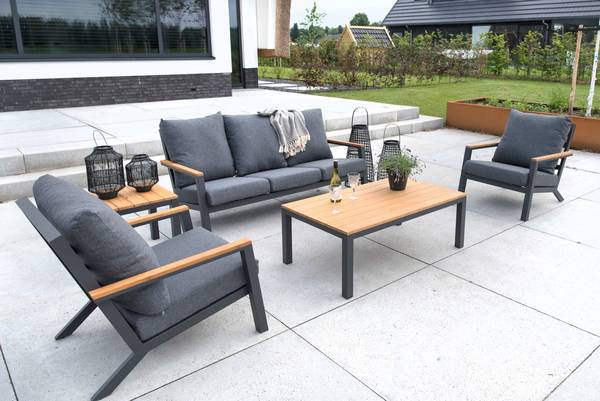 Loungeset 5-teilig DONNA Grau - Metall - 175 x 79 x 99 cm