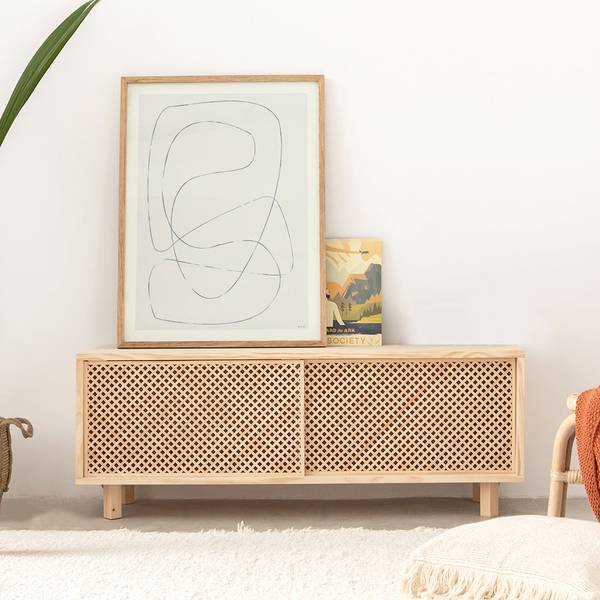 TV-Lowboard Pola mit 2 Tür Lackiert Braun - Kiefer - 120 x 45 x 35 cm