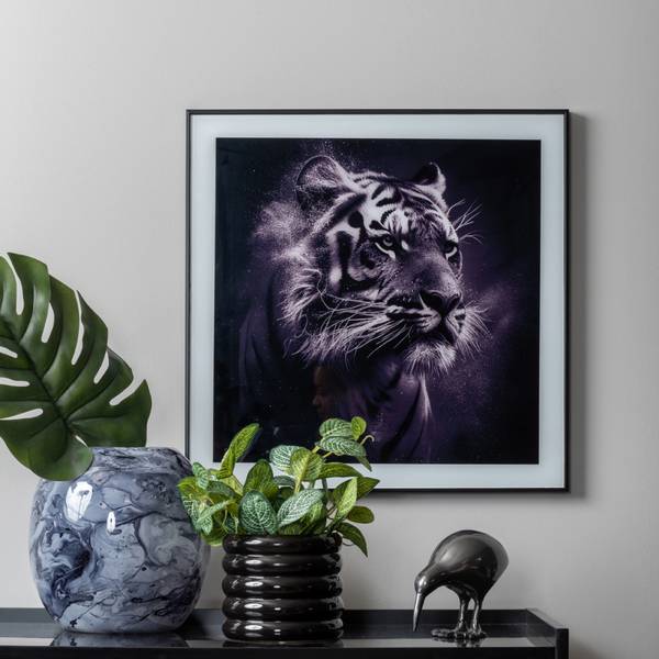 Wandkunst Tiger Schwarz - Klarglas - 2 x 50 x 50 cm